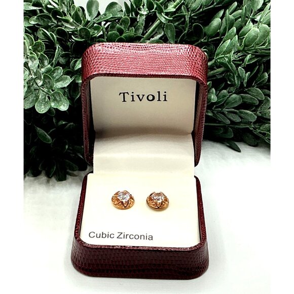 Tivoli Cubic Zirconia Rose Gold-Tone Stud Earrings - Picture 3 of 3